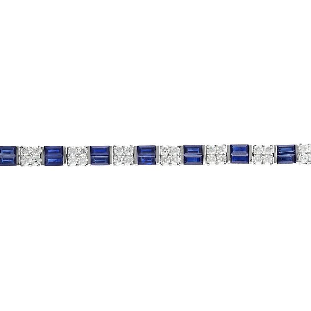 Lab Created Blue &amp; White Sapphire Bracelet in Sterling Silver – Image 2 of 2