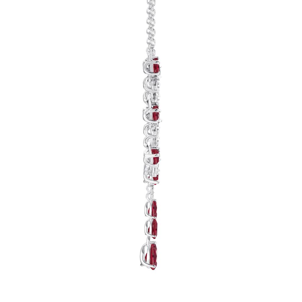 Lab-Created Ruby and Lab-Created White Sapphire Y-Necklace in Sterling Silver – Image 2 of 3