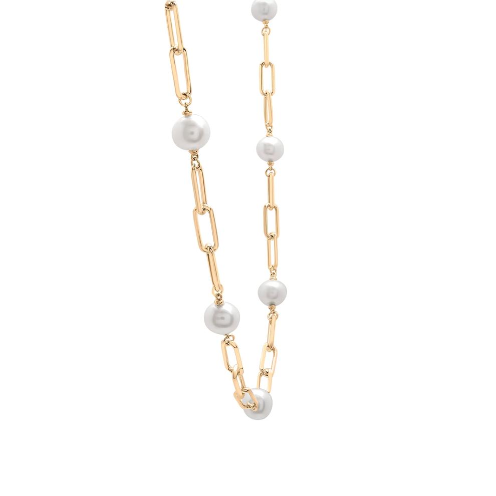 Pearl and Paperclip Chain Station Necklace in Vermeil, 18" – Image 3 of 7