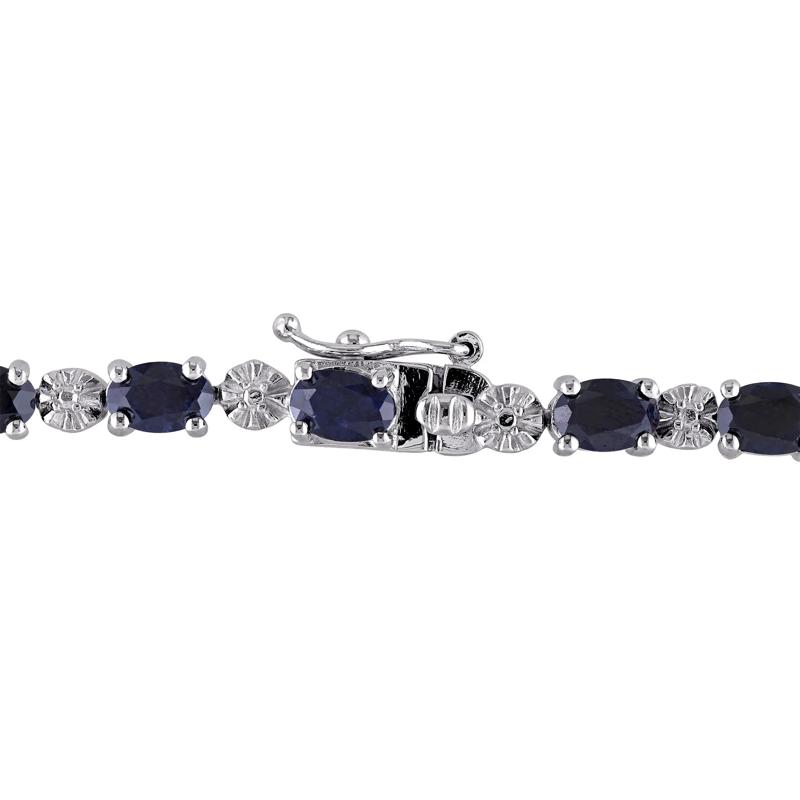 Black Sapphire &amp; Diamond Accent Bracelet in Sterling Silver – Image 2 of 5