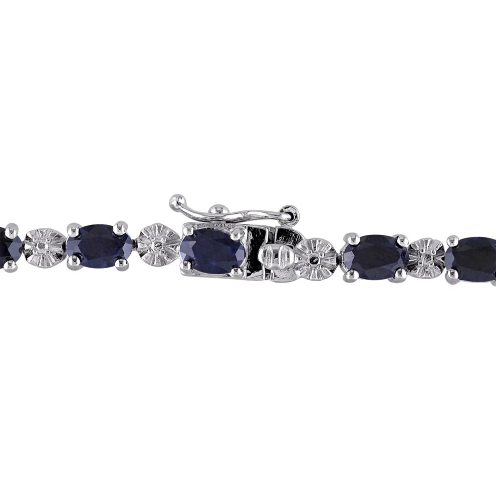 Black Sapphire &amp; Diamond Accent Bracelet in Sterling Silver – Image 2 of 5