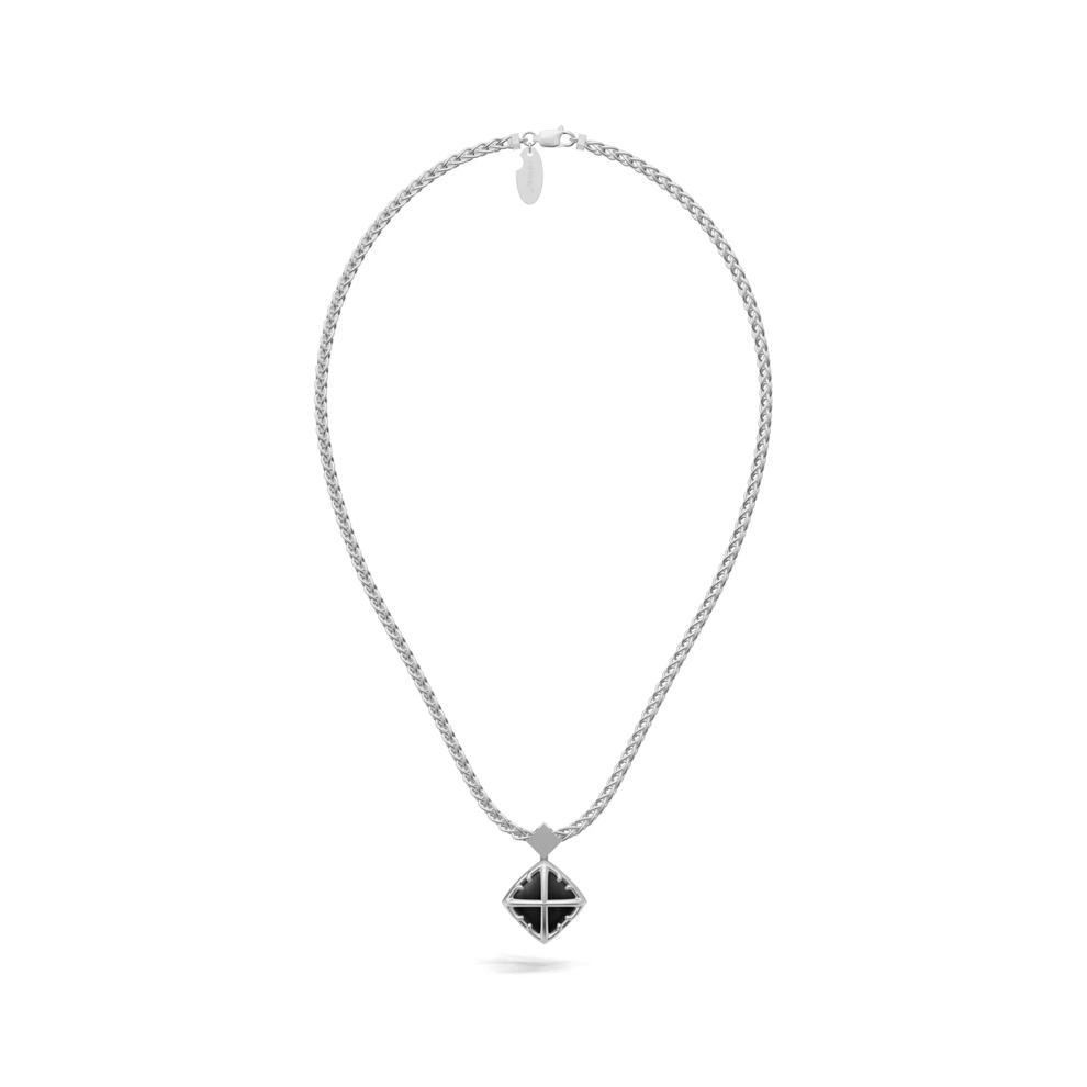 Men's Black Onyx Diamond-Shaped Arrow Design Pendant Necklace in Sterling Silver – Image 2 of 3