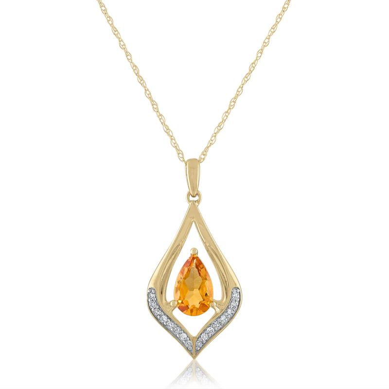 Pear-Shaped Gemstone &amp; Diamond Pendant in 10K Gold – Image 1 of 1