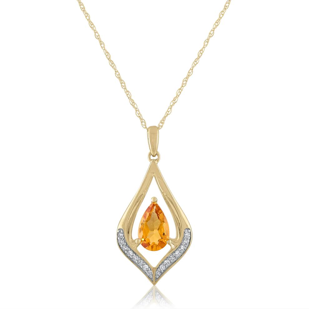 Pear-Shaped Gemstone &amp; Diamond Pendant in 10K Gold – Image 1 of 1