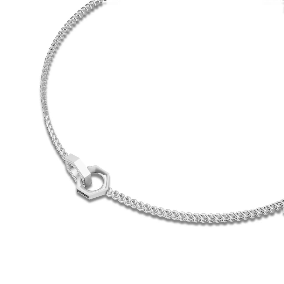 Men's Black &amp; White Lab Grown Diamond Hex Nut Curb Link Necklace in Sterling Silver, 20" (3/4 ct. tw.) – Image 4 of 4