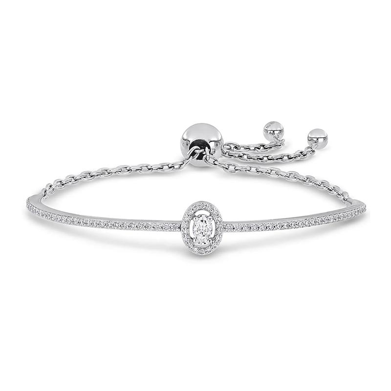 Moissanite Bolo Bracelet with Oval Stone in Sterling Silver &#40;3/4 ct. dew&#41; – Image 1 of 3