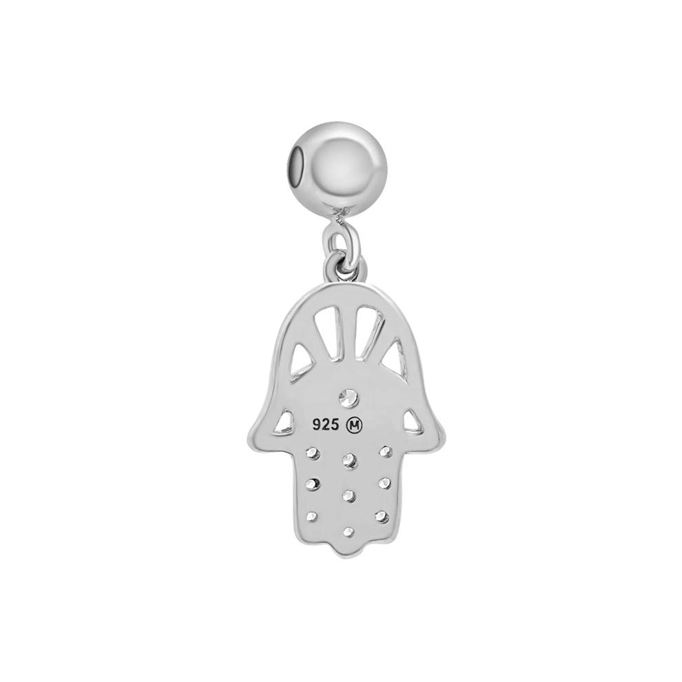 Diamond Accent Hamsa Bead Charm in Sterling Silver – Image 3 of 3