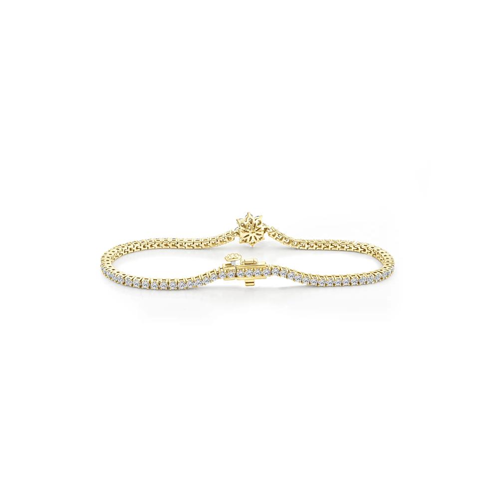 Lab Grown Diamond Starburst Cluster Tennis Bracelet in 14K Yellow Gold (3 1/2 ct. tw.) – Image 2 of 2