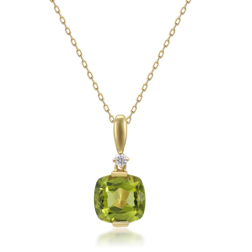 Peridot and Diamond Accent Pendant in 10K Yellow Gold  – Image 1 of 3
