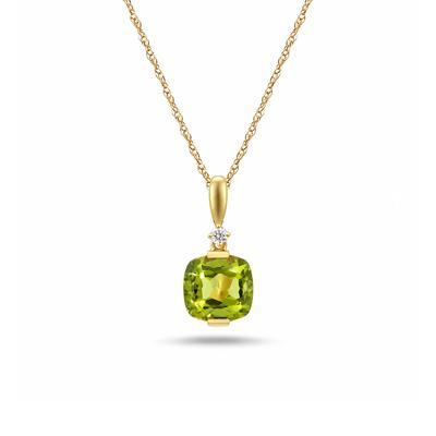 Peridot and Diamond Accent Pendant in 10K Yellow Gold