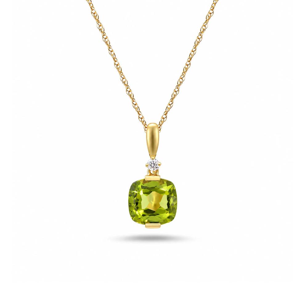 Peridot and Diamond Accent Pendant in 10K Yellow Gold – Image 1 of 3