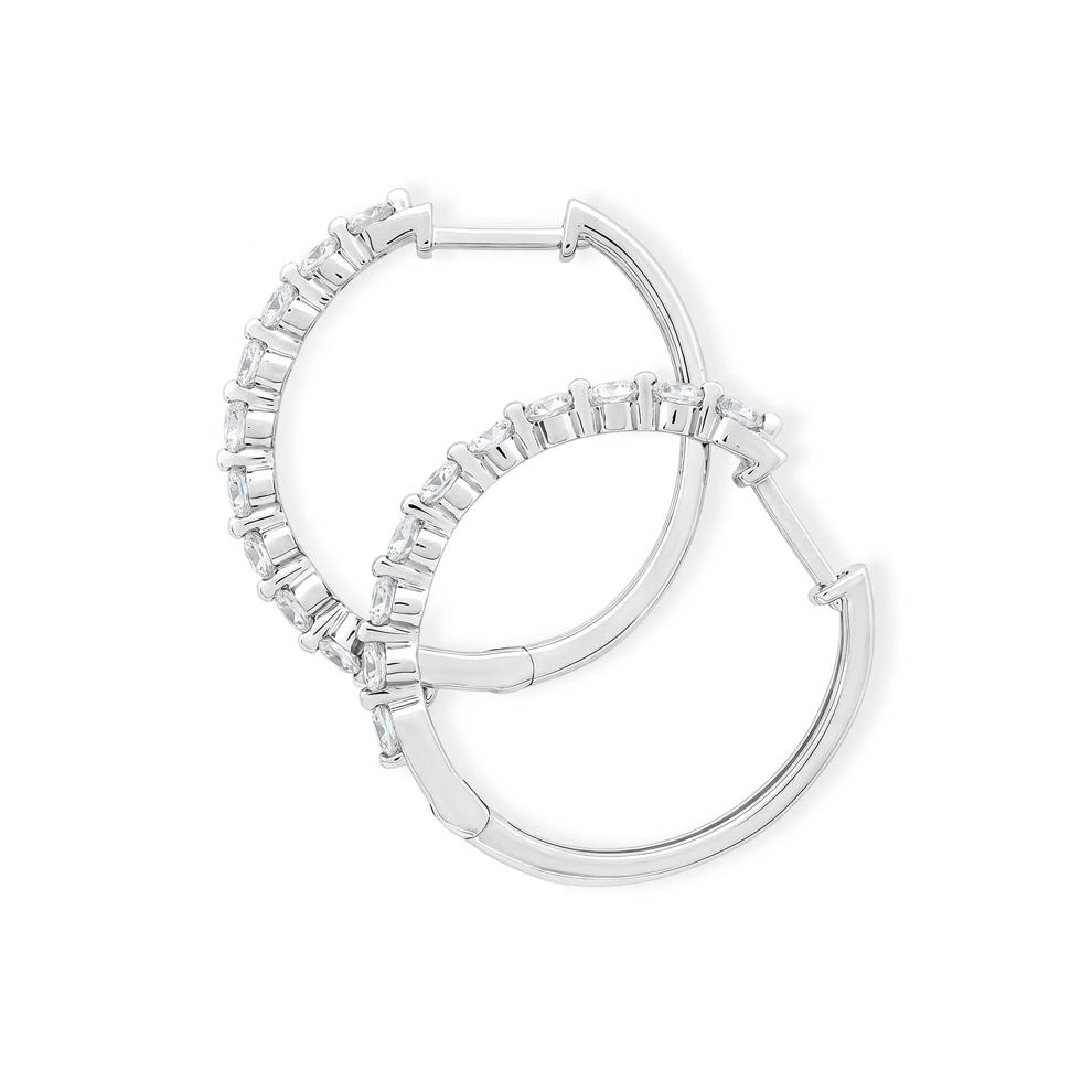 Lab-Created White Sapphire Round Hoop Earrings in Sterling Silver – Image 2 of 2