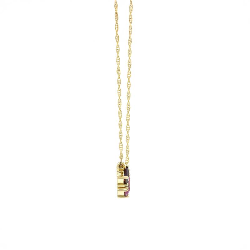 Lab-Created Garnet, Pink Tourmaline and White Sapphire Necklace in 10K Yellow Gold – Image 2 of 3