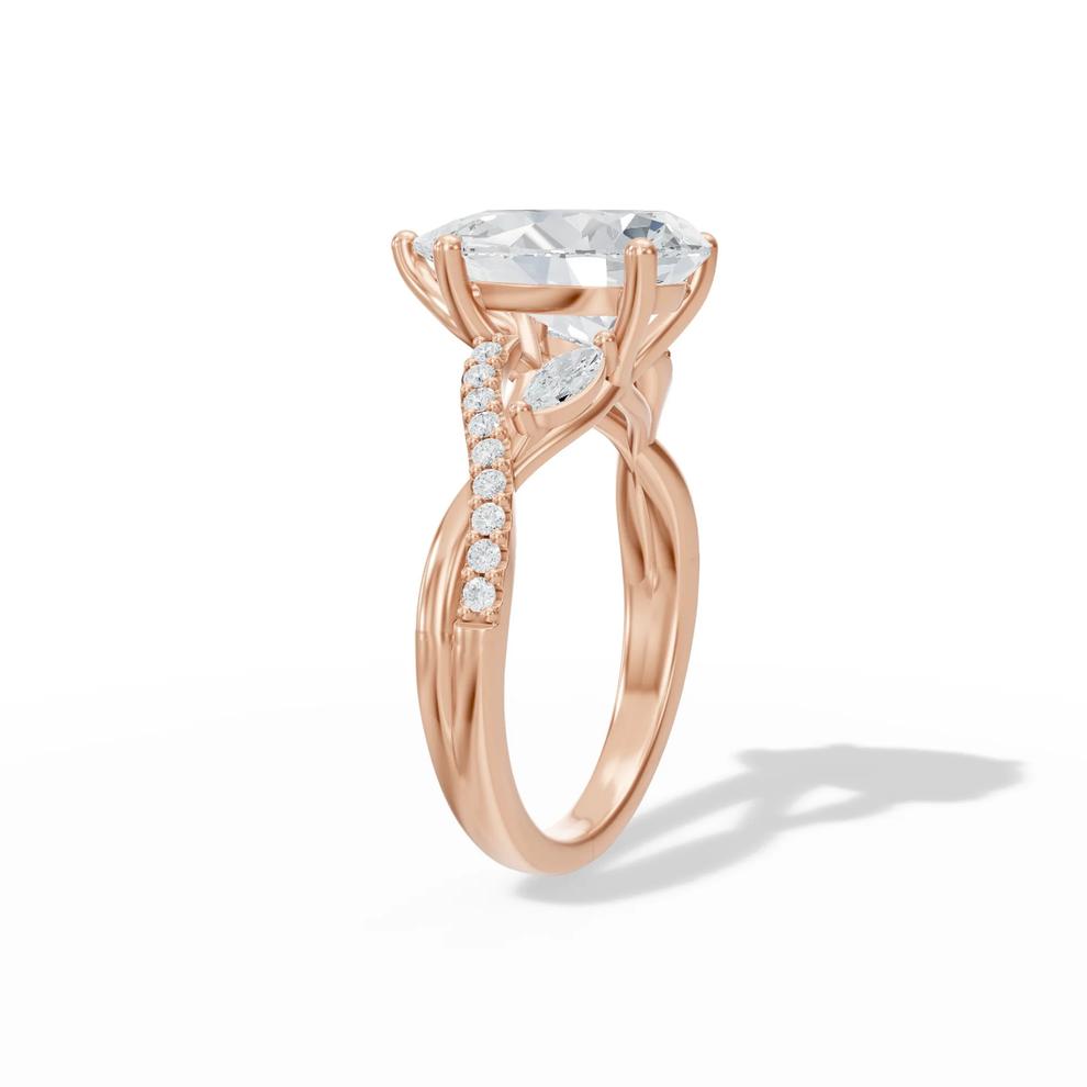 Lab Grown Diamond Pear Center Engagement Ring in 14K Rose Gold (3 1/3 ct. tw.) – Image 3 of 4