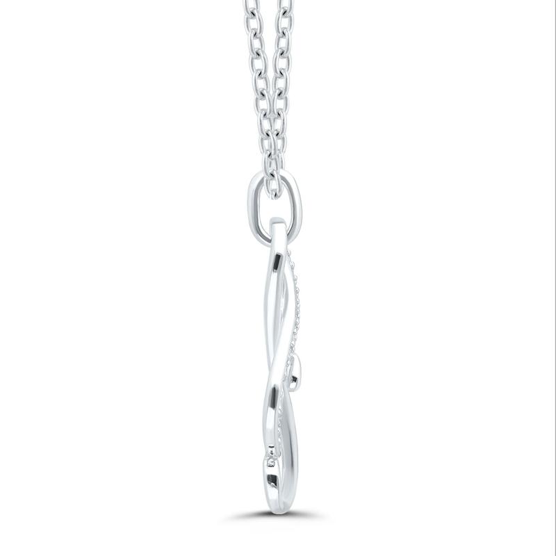 Music Note Pendant with Diamond Accents in Sterling Silver – Image 2 of 3