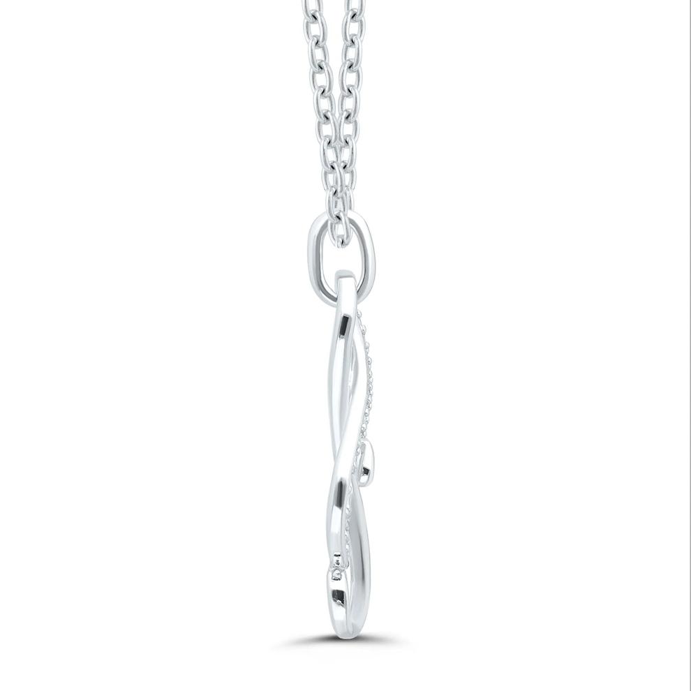 Music Note Pendant with Diamond Accents in Sterling Silver – Image 2 of 3