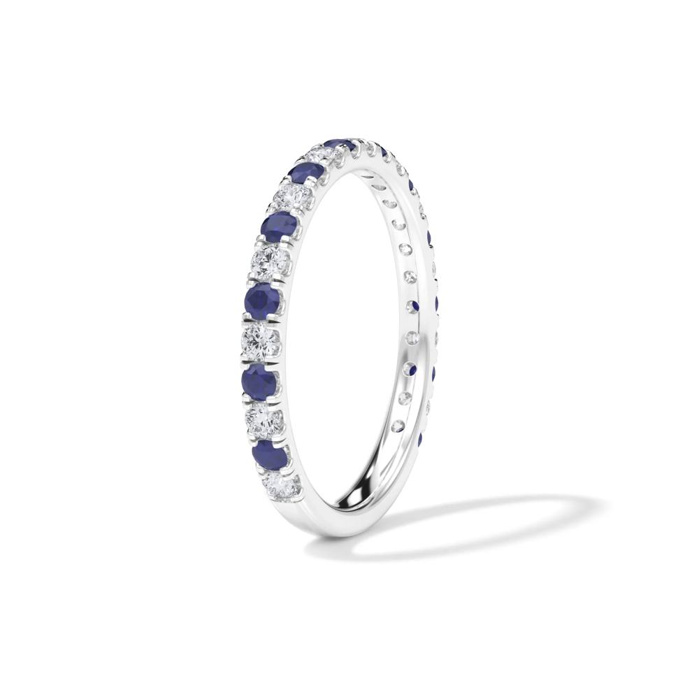 Lab Grown Diamond &amp; Lab-Created Sapphire Anniversary Band in 14K White Gold (1/3 ct. tw.) – Image 3 of 4