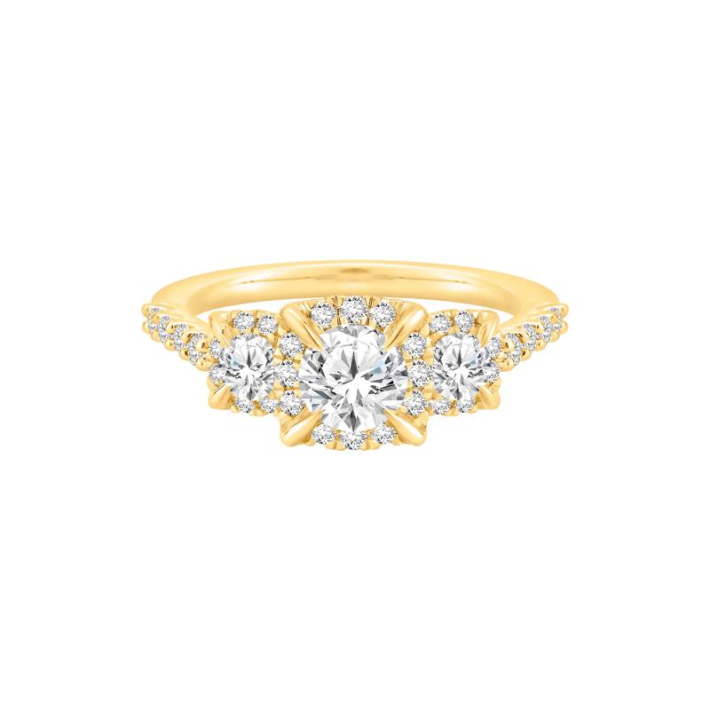 Diamond Halo Engagement Ring in 14K Yellow Gold &#40;1 1/4 ct. tw.&#41; – Image 1 of 4