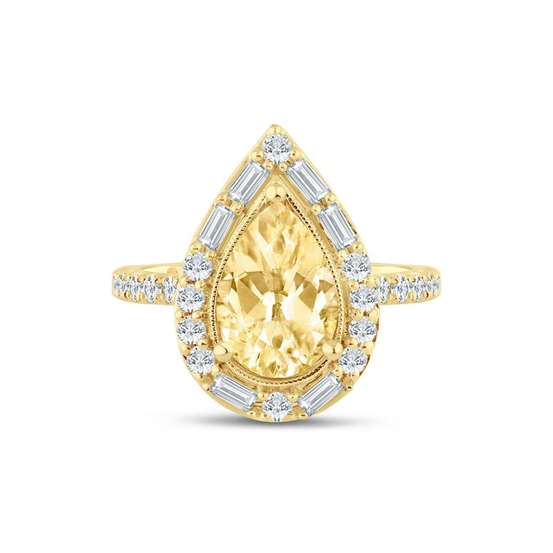 Sylvie Yellow Lab Grown Diamond Halo Engagement Ring in 14K Yellow Gold (2 ct. tw.) – Image 1 of 3
