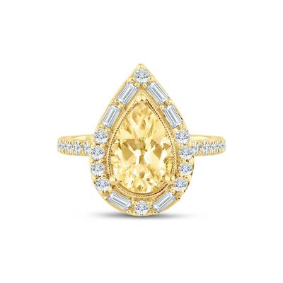 Sylvie Yellow Lab Grown Diamond Halo Engagement Ring in 14K Yellow Gold (2 ct. tw.)