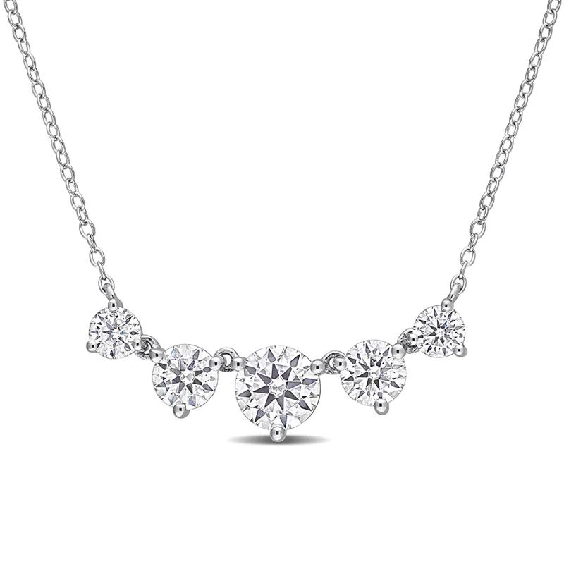 Moissanite Necklace with Five Stones in Sterling Silver &#40;2 1/2 ct. dew&#41; – Image 1 of 3