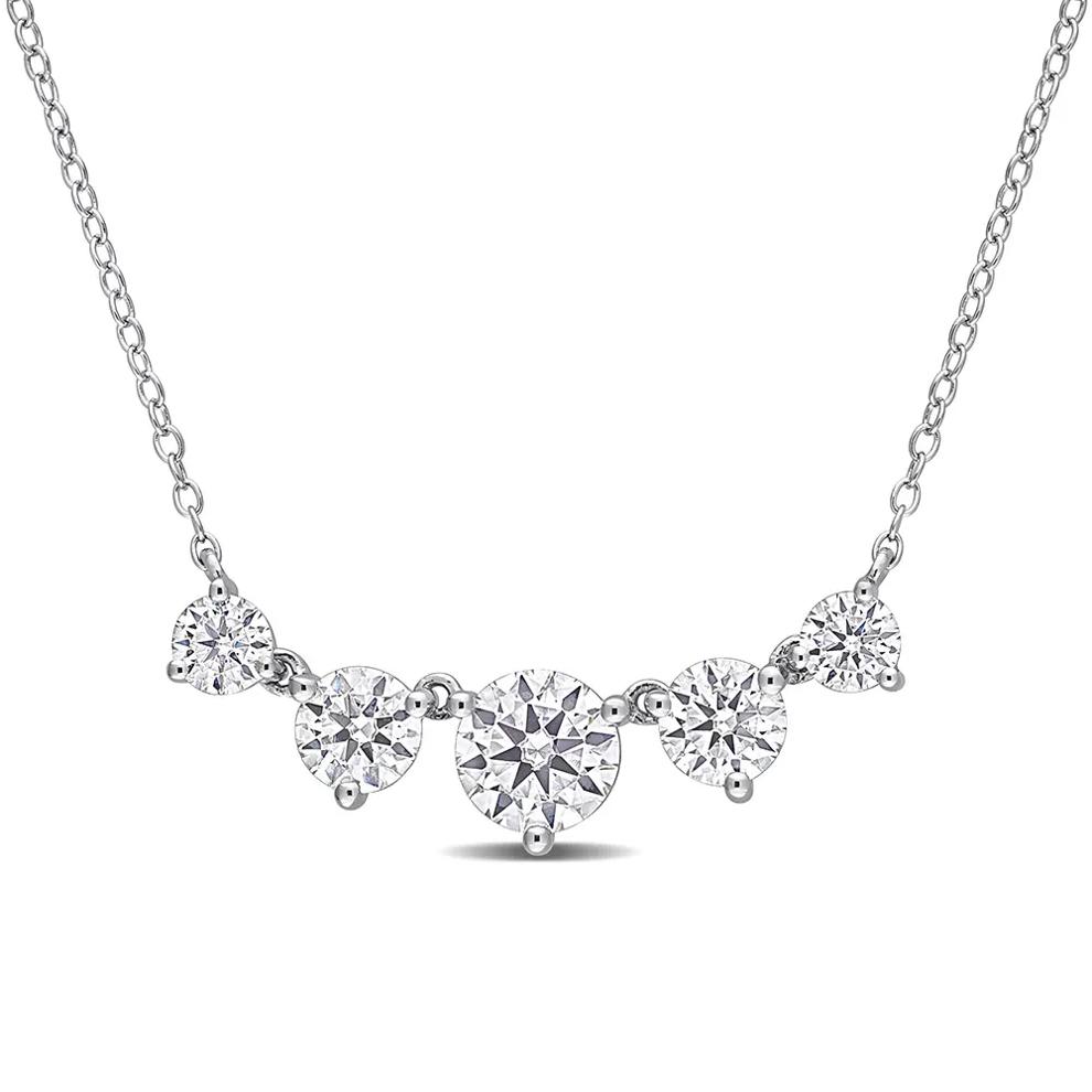 Moissanite Necklace with Five Stones in Sterling Silver (2 1/2 ct. dew) – Image 1 of 3