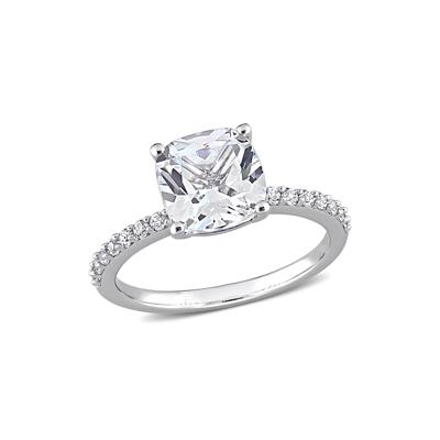 Cushion-Cut Lab Created White Sapphire Ring in 10K White Gold