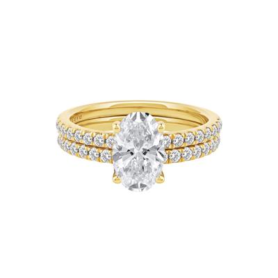 Charlotte Lab Grown Diamond Oval-Shaped Engagement Ring Set in 14K Yellow Gold (2 3/4 ct. tw.)