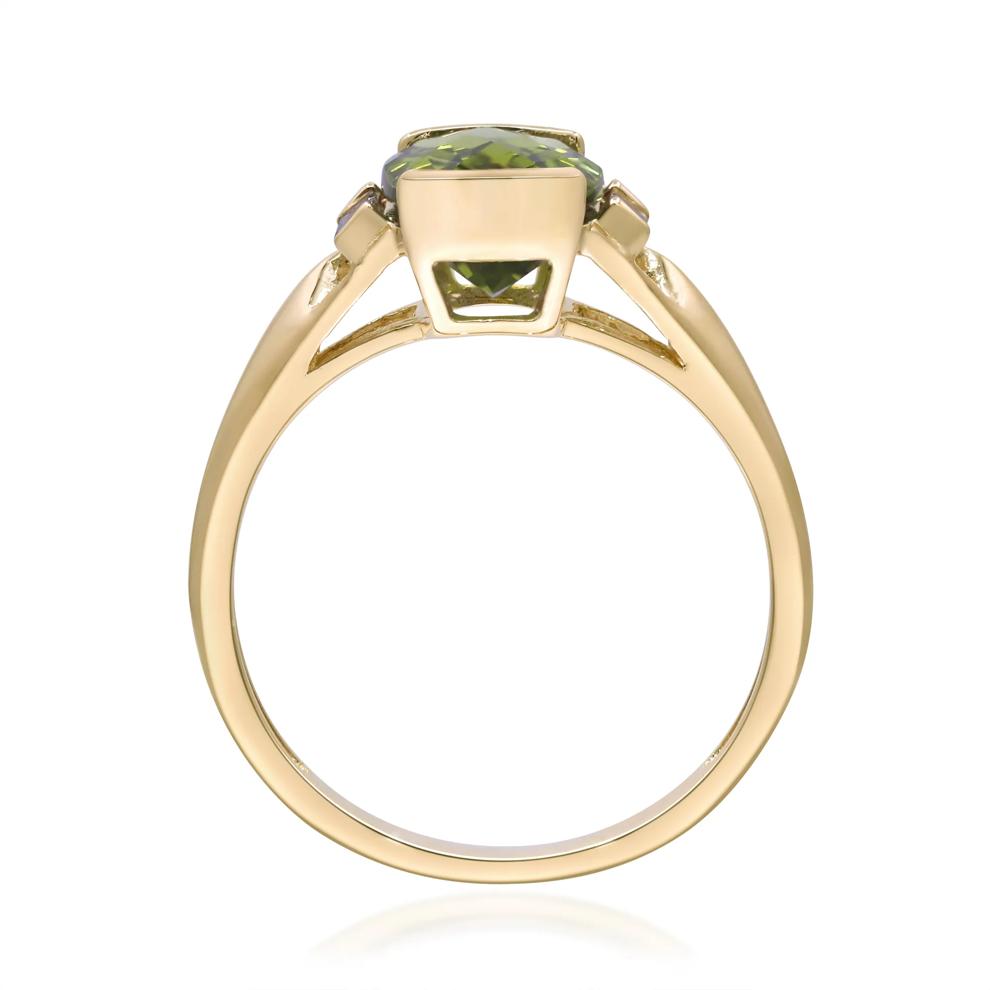 Peridot &amp; Diamond Ring in 10K Yellow Gold (1/10 ct. tw.) – Image 3 of 5