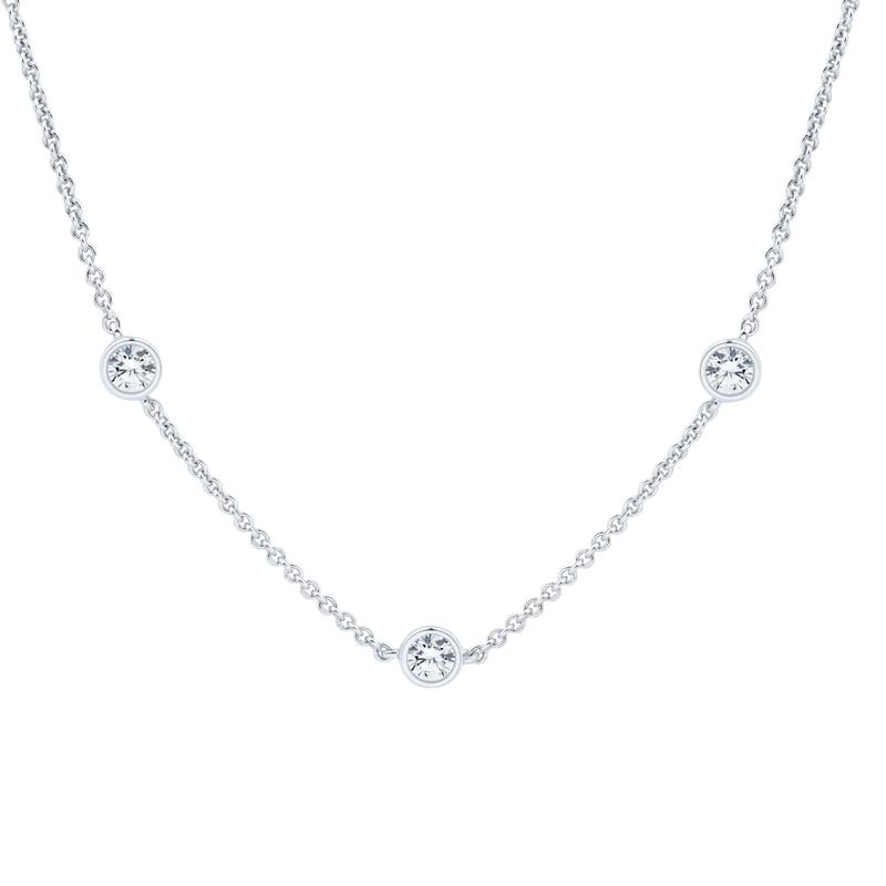 Lab Grown Diamond Bezel Station Necklace in 14K White Gold &#40;1 ct. tw.&#41; – Image 2 of 3