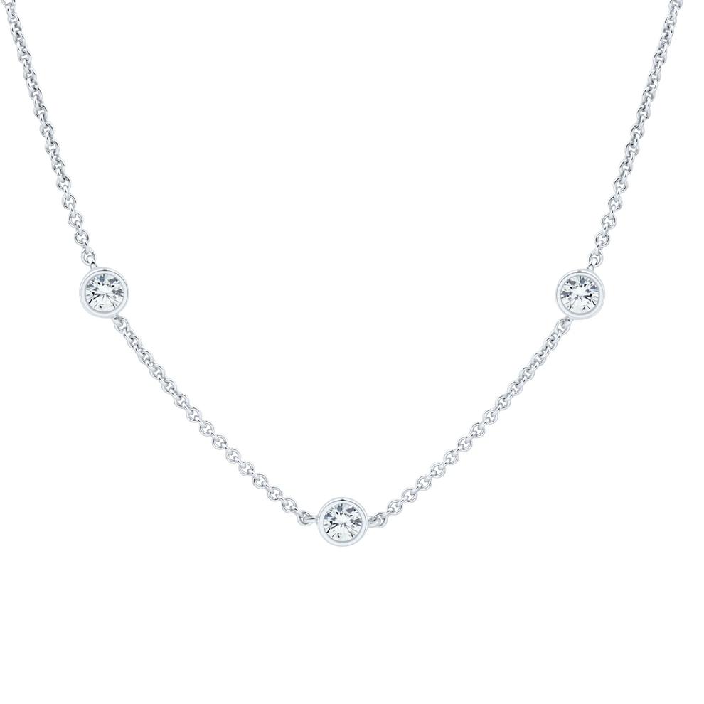 Lab Grown Diamond Bezel Station Necklace in 14K White Gold (1 ct. tw.) – Image 2 of 3