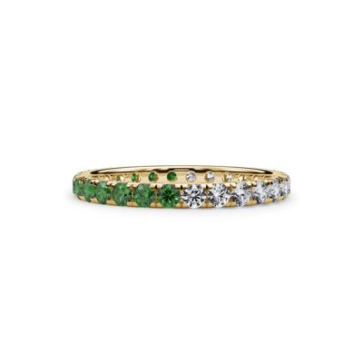 Lab Grown Diamond and Lab-Created Emerald Eternity Band in 14K Yellow Gold (1/2 ct. tw.)