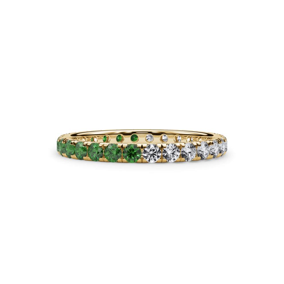 Lab Grown Diamond and Lab-Created Emerald Eternity Band in 14K Yellow Gold (1/2 ct. tw.) – Image 1 of 4