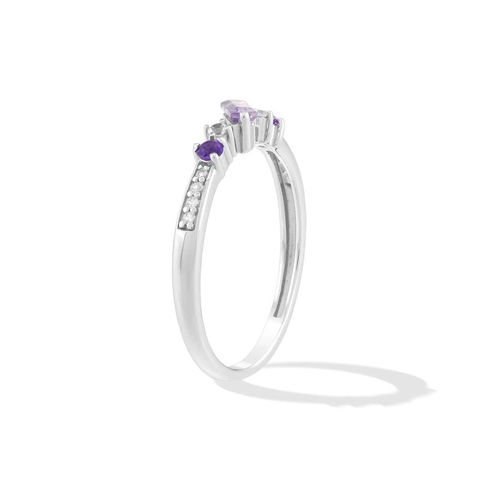 Pink Amethyst &amp; Lab-Created White Sapphire Stack Ring in Sterling Silver – Image 3 of 4