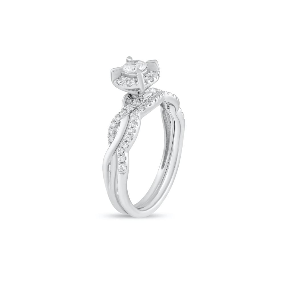 Diamond Round Center Engagement Set in 10K White Gold (1/2 ct. tw.) – Image 5 of 6