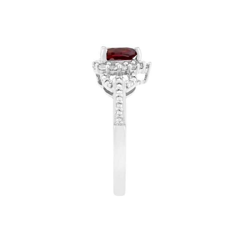 Lab-Created Ruby and Lab-Created White Sapphire Heart Ring in Sterling Silver – Image 3 of 3