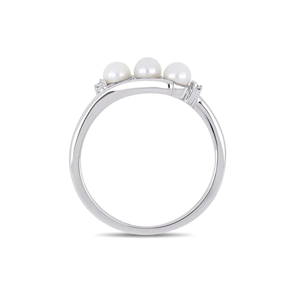 Freshwater Pearl &amp; Diamond Ring in 10K White Gold – Image 2 of 5