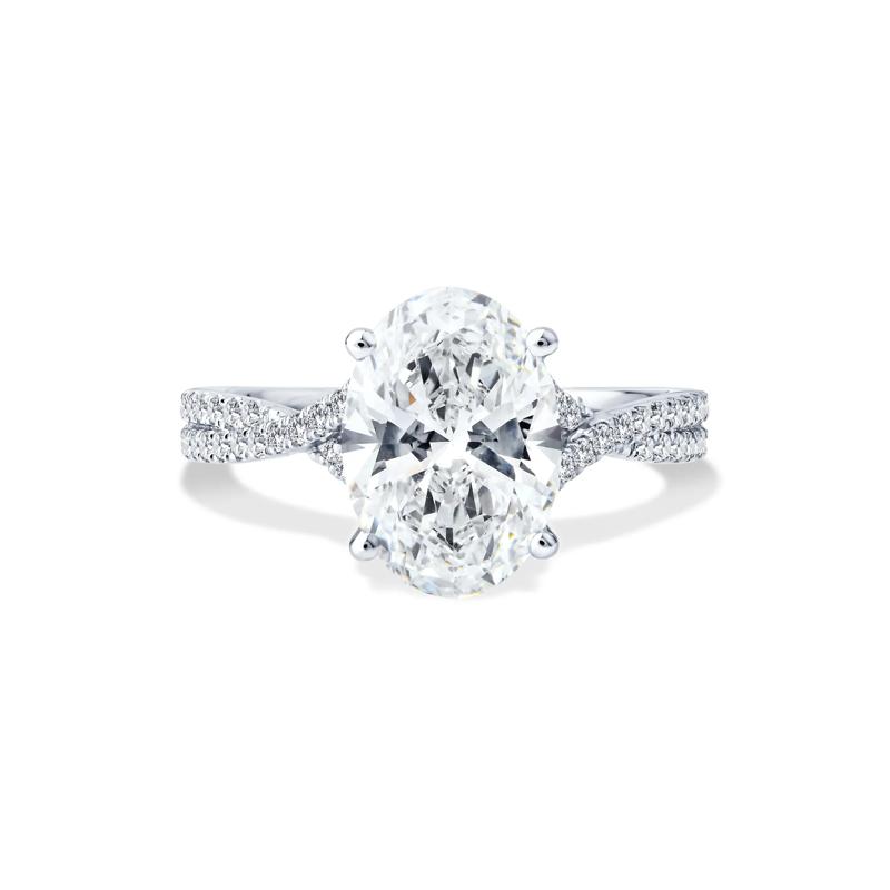 Lab Grown Oval Diamond Engagement Ring in Patinum (3 1/3 ct. tw.) – Image 1 of 4