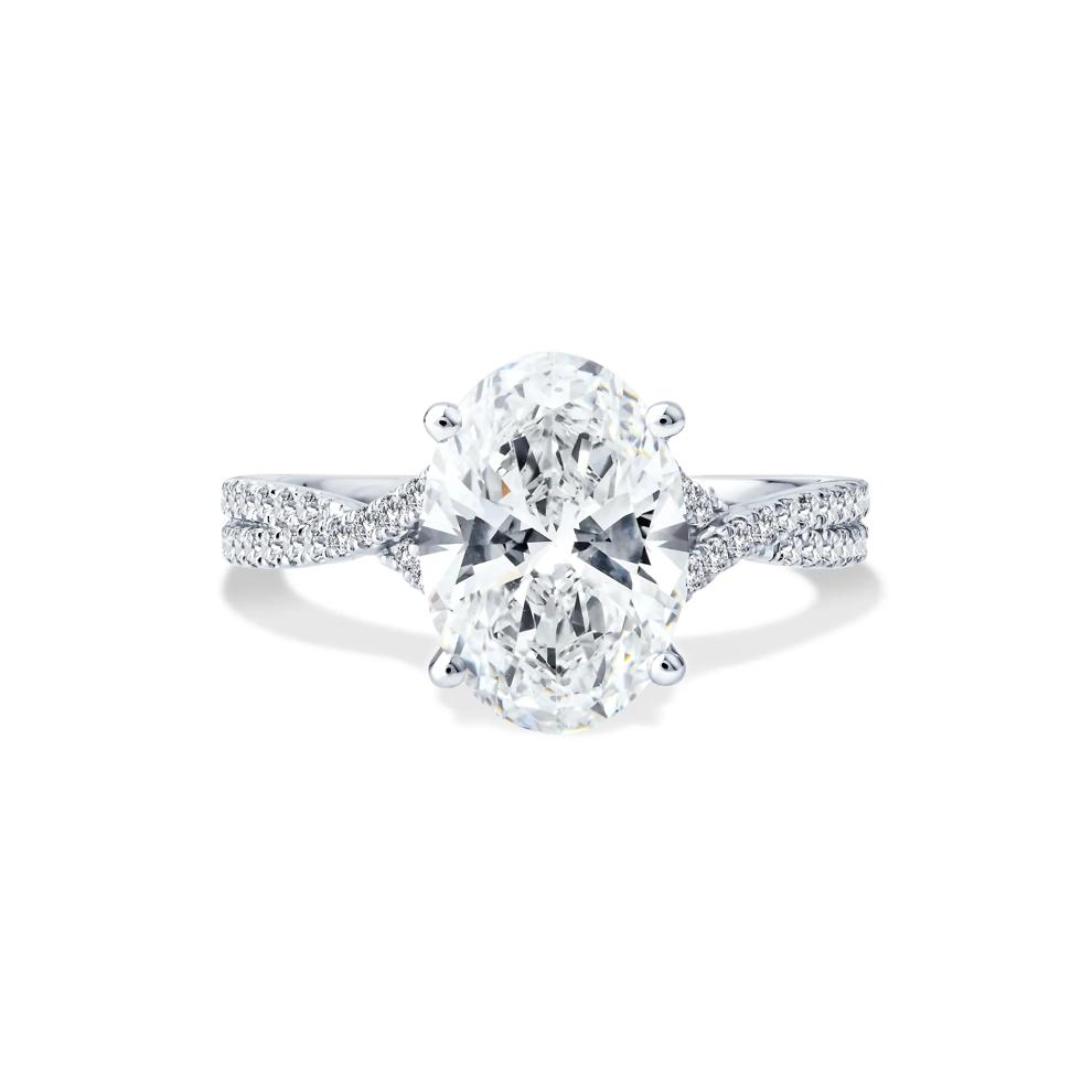 Lab Grown Oval Diamond Engagement Ring in Patinum (3 1/3 ct. tw.) – Image 1 of 4