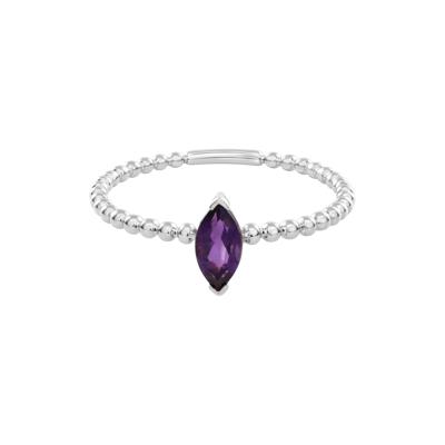 Purple Amethyst Beaded Shank Ring in Sterling Silver