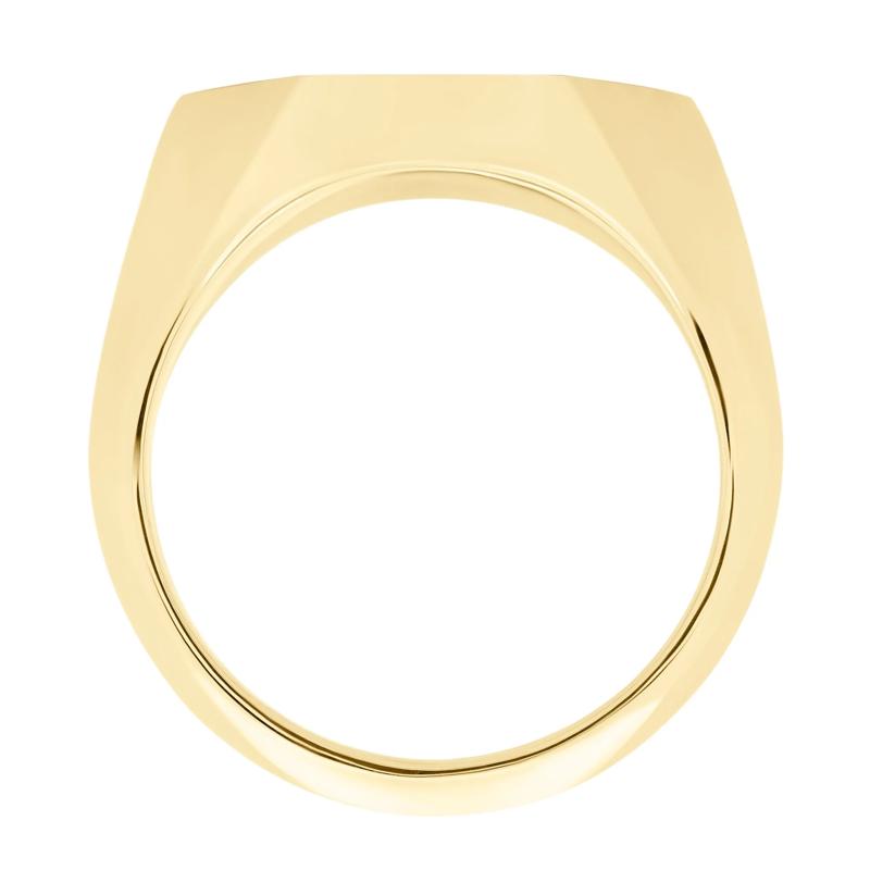 Hexagon Signet Ring with Aventurine Inlay in 14K Yellow Gold – Image 2 of 3