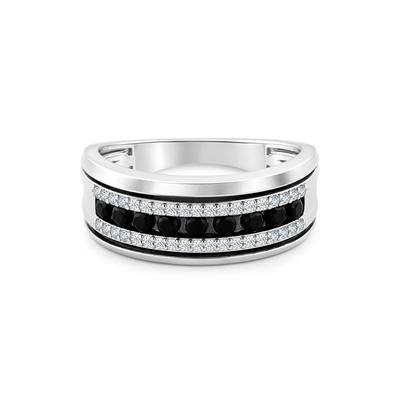 Men's Black Diamond & White Diamond Ring in Black Rhodium & Sterling Silver (1/2 ct. tw.)