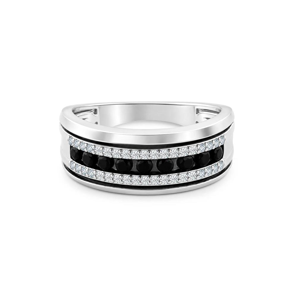 Men's Black Diamond &amp; White Diamond Ring in Black Rhodium &amp; Sterling Silver (1/2 ct. tw.) – Image 1 of 4