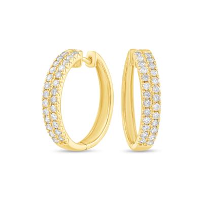 Diamond Double Row Hoop Earrings in 14K Yellow Gold (1 ct. tw.)