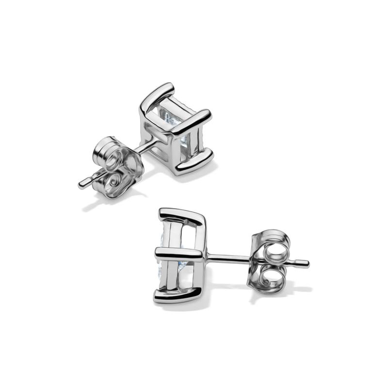 Lab Grown Princess-Cut Diamond Illusion Stud Earrings in 10K White Gold &#40;3/4 ct. tw.&#41; – Image 2 of 4