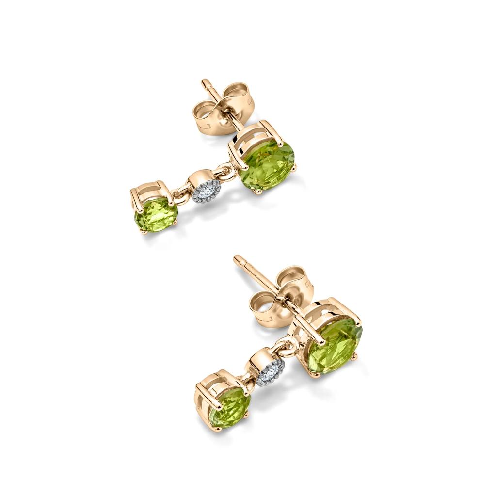 Peridot &amp; Diamond Accent Drop Earrings in 10K Yellow Gold – Image 2 of 2