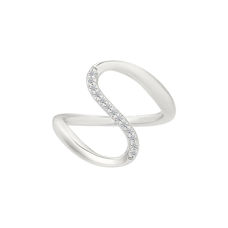 Diamond Wavy Ring in Sterling Silver &#40;1/10 ct. tw.&#41; – Image 4 of 5