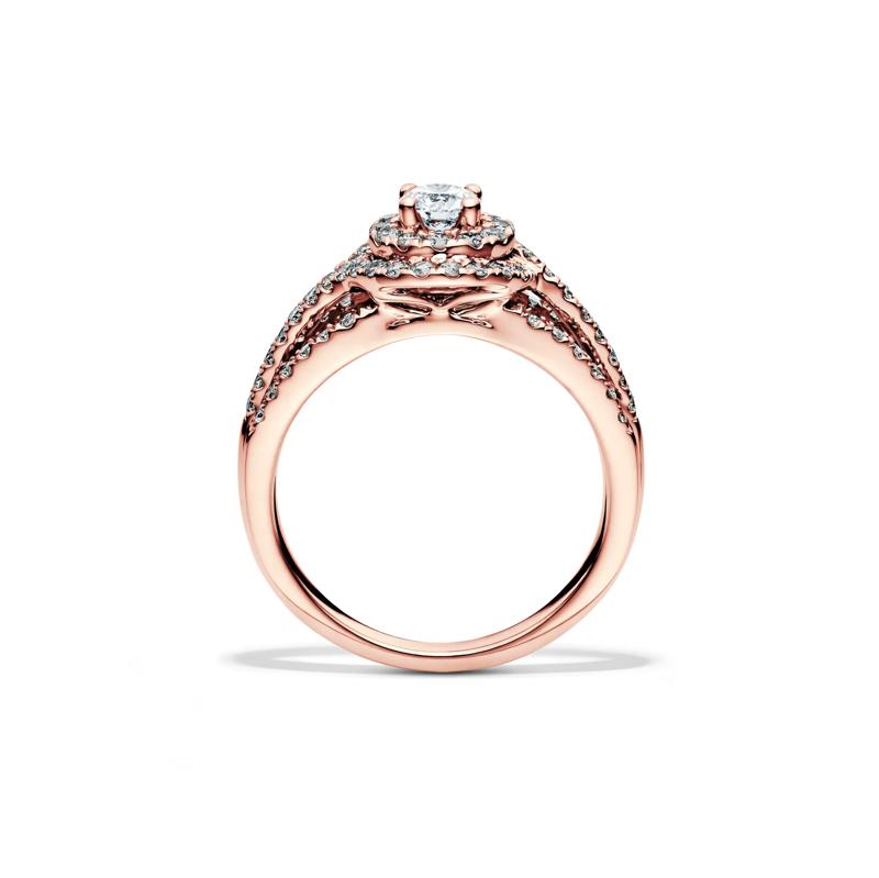 Diamond Double Halo Engagement Ring in 14K Rose Gold &#40;1 ct. tw.&#41; – Image 2 of 4