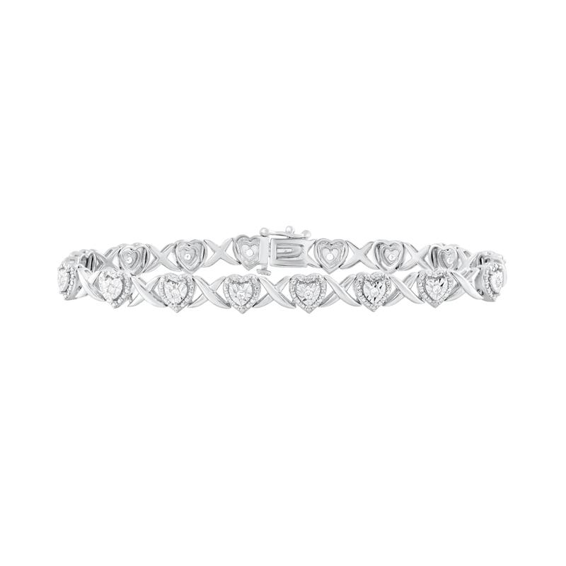 Diamond Heart Bracelet in Sterling Silver &#40;1/4 ct. tw.&#41; – Image 1 of 1