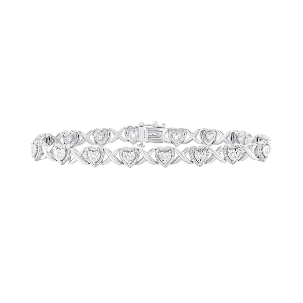 Diamond Heart Bracelet in Sterling Silver (1/4 ct. tw.) – Image 1 of 1